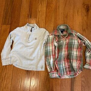 Polo Ralph Lauren Gray Pullover & OshKosh B'gosh Plaid Shirt